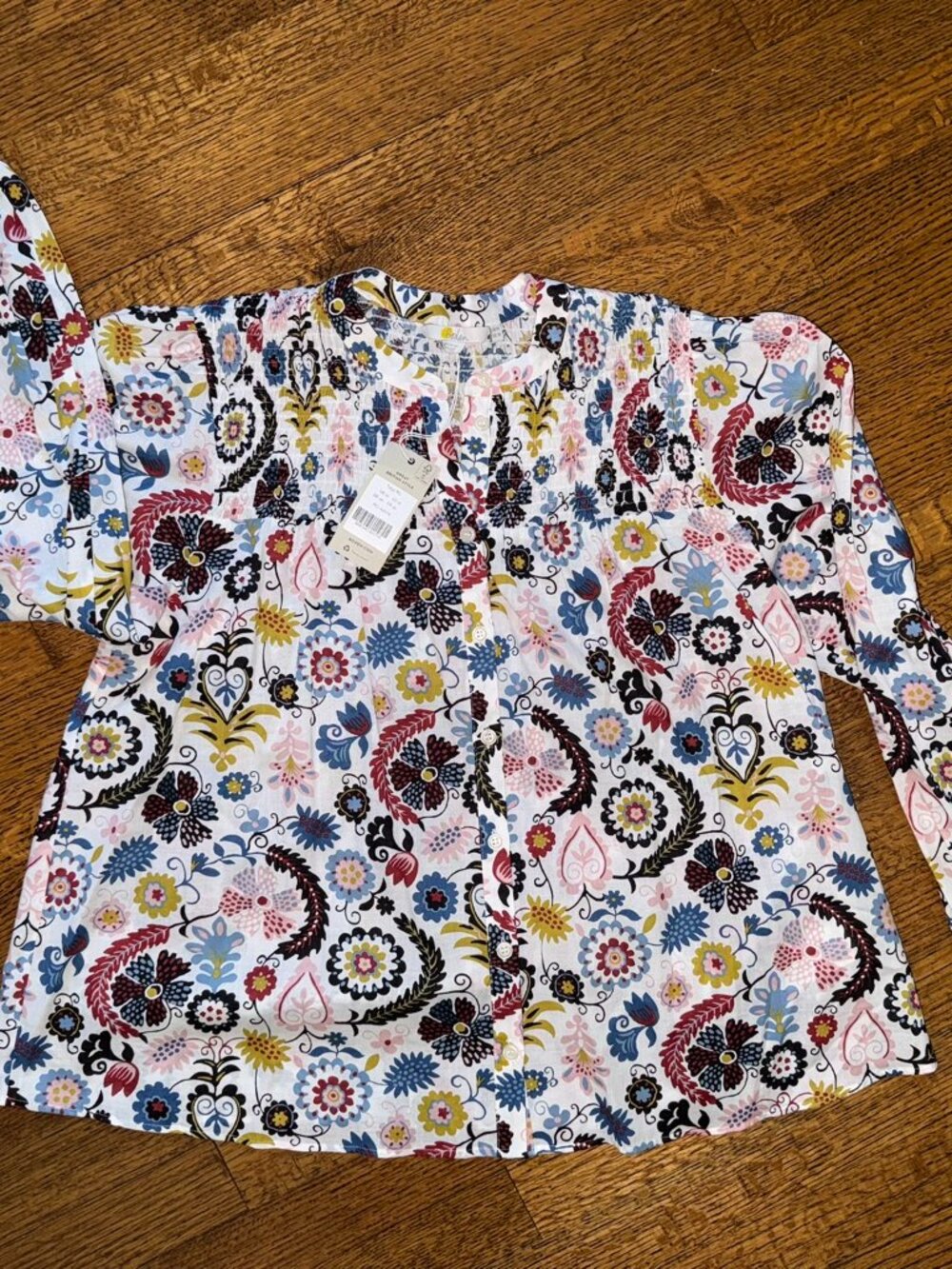 NWT Boden Smocked Yoke Cotton Blouse